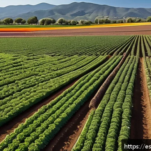 Home 15 토양 건강 회복을 위한 에코 시스템 설계 - A vibrant agricultural landscape in a semi-arid Spanish countryside featuring diverse crop rotation ...